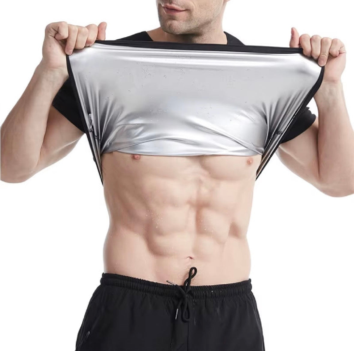 Close-up of Roman Gear™ Sweat Belt silver interior fabric showing heat-trapping design.